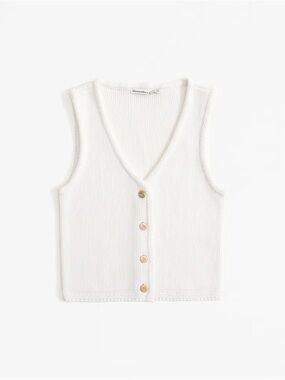 Abercrombie & Fitch Cream Ribbed Knit Top with Tag